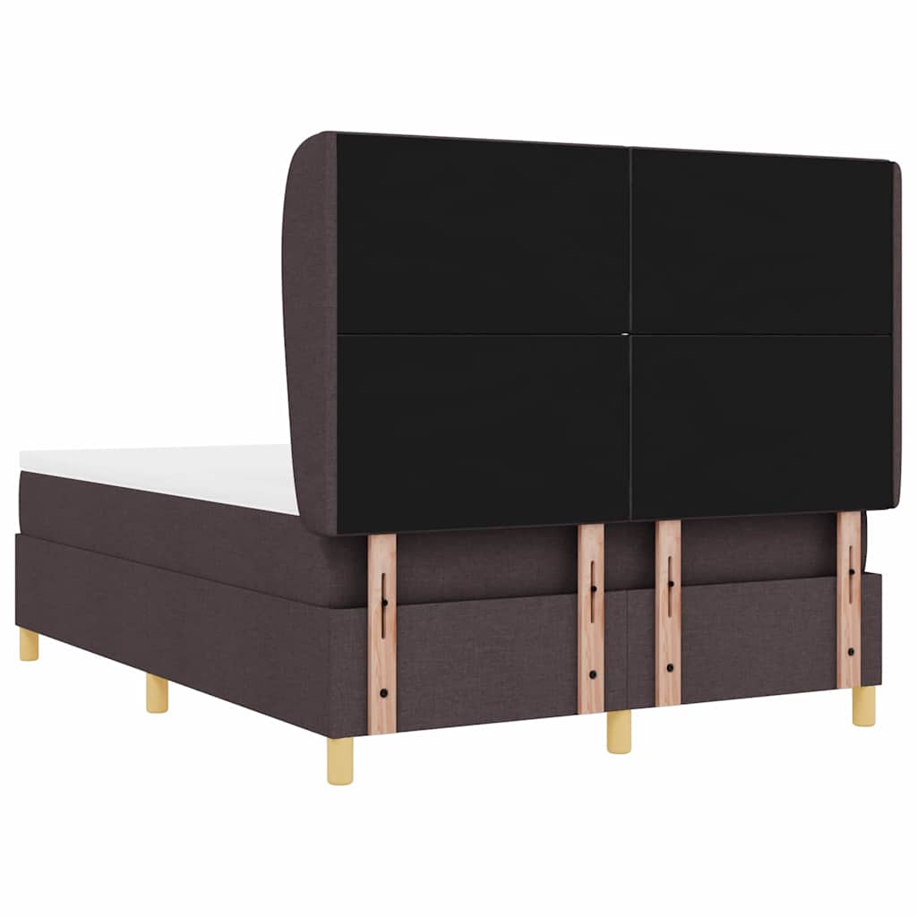 Boxrugós ágy fejtámlával Sötét Barna 200 x 140 cm szövet
