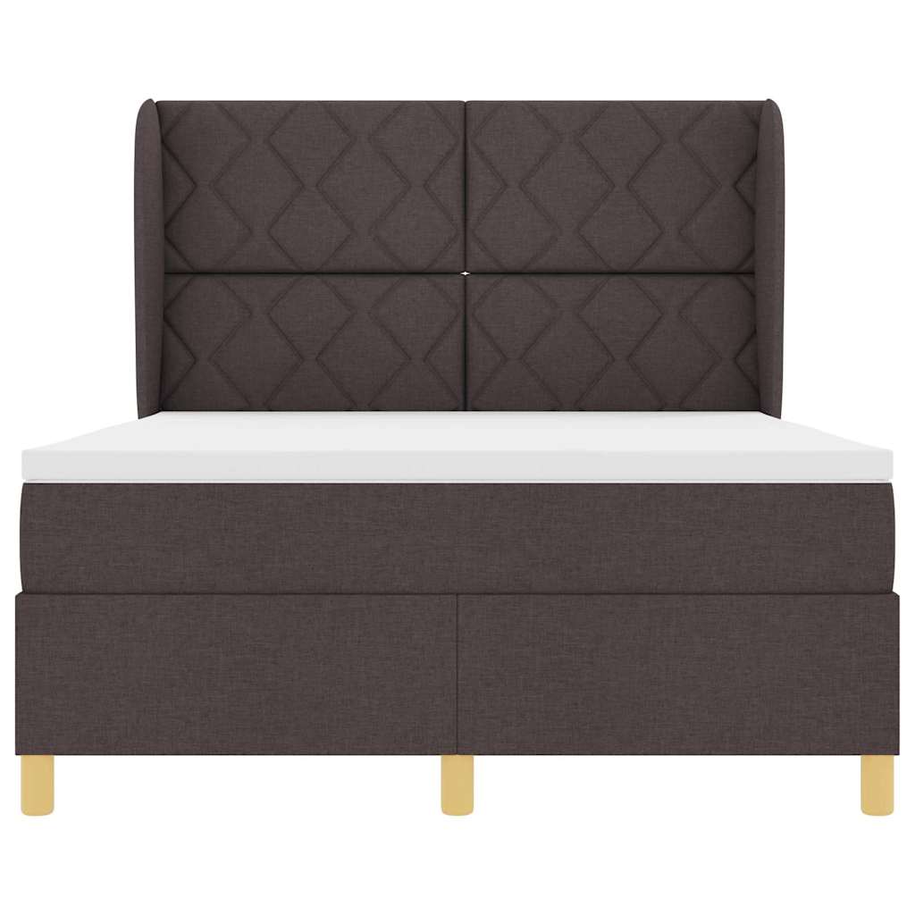 Boxrugós ágy fejtámlával Sötét Barna 200 x 140 cm szövet