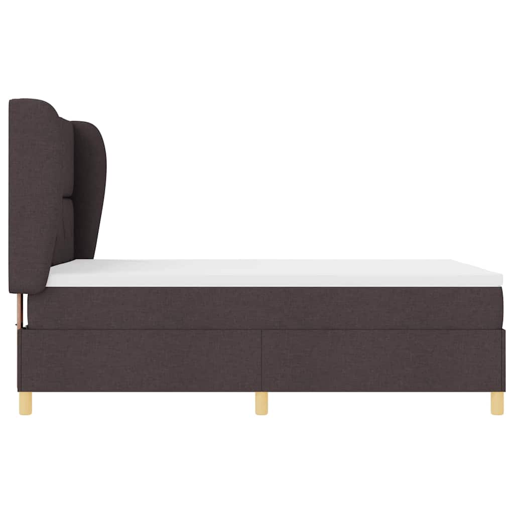 Boxrugós ágy fejtámlával Sötét Barna 200 x 140 cm szövet