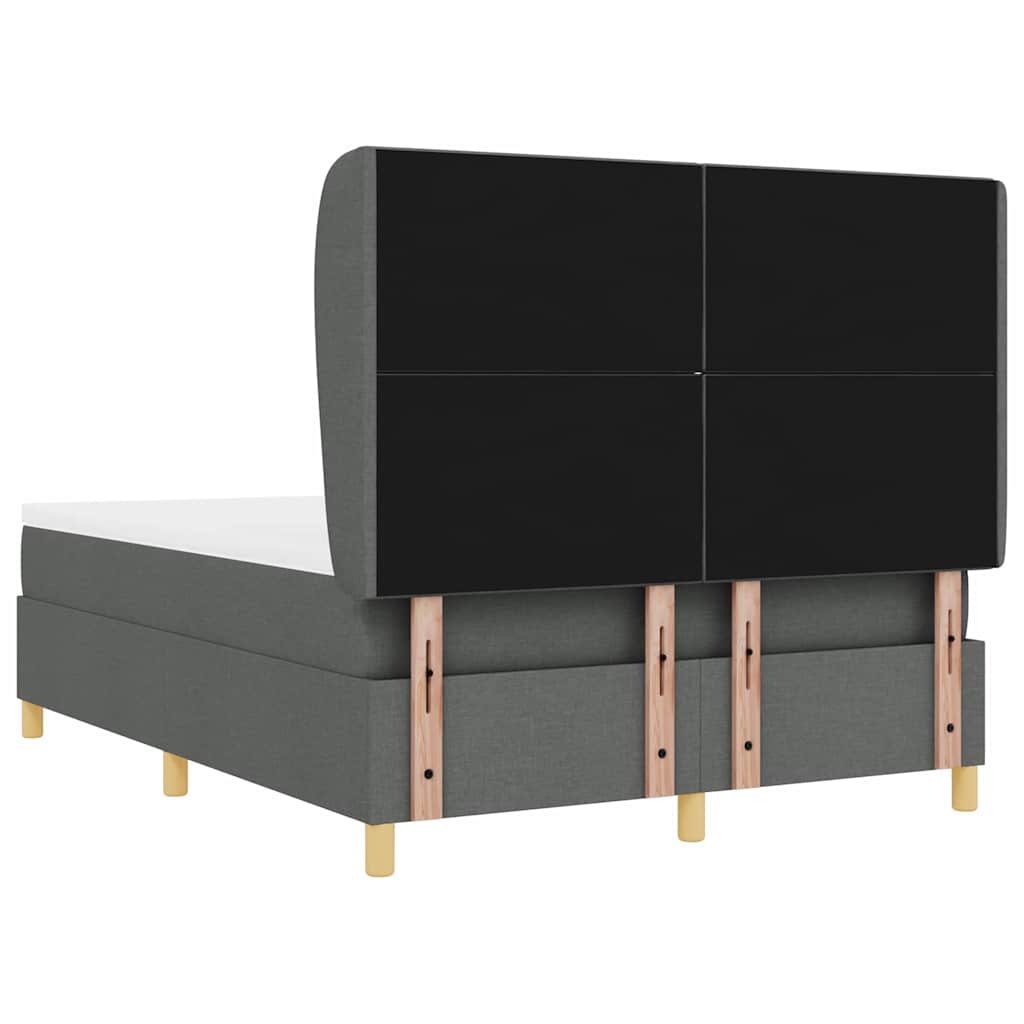 Boxrugós ágy fejtámlával Sötétszürke 200 x 160 cm szövet