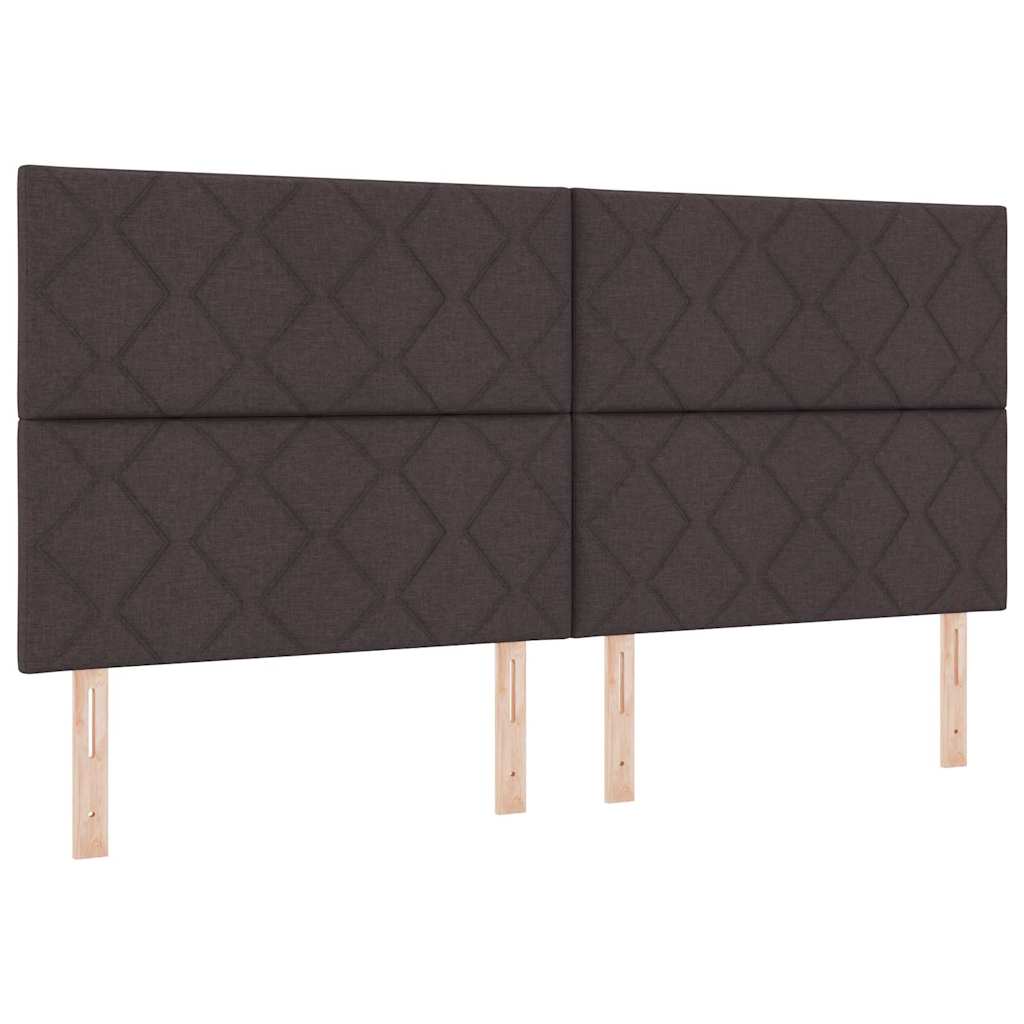 Boxrugós ágy fejtámlával Sötét Barna 200 x 200 cm szövet