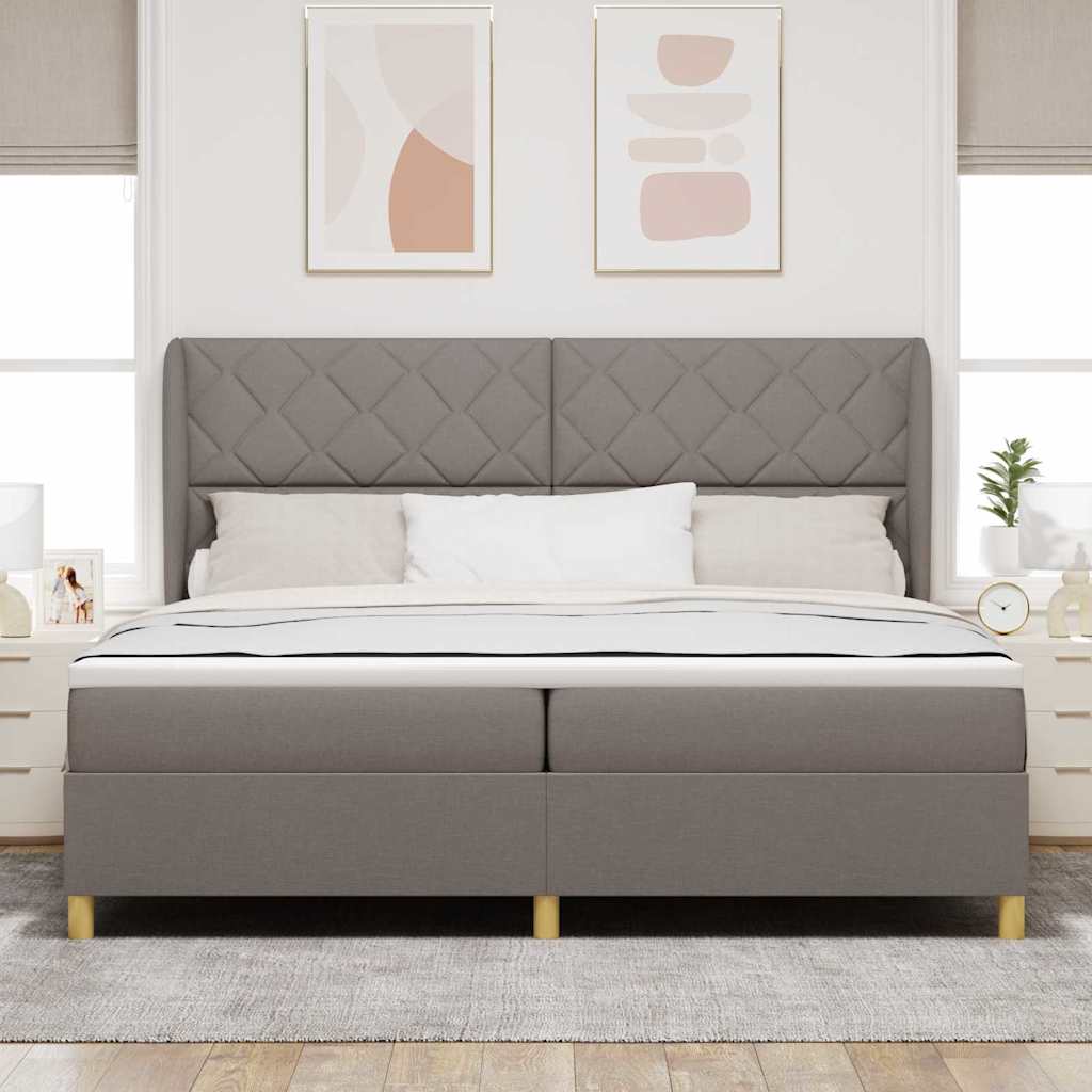 Boxrugós ágy fejtámlával Tópszínű 200 x 200 cm szövet
