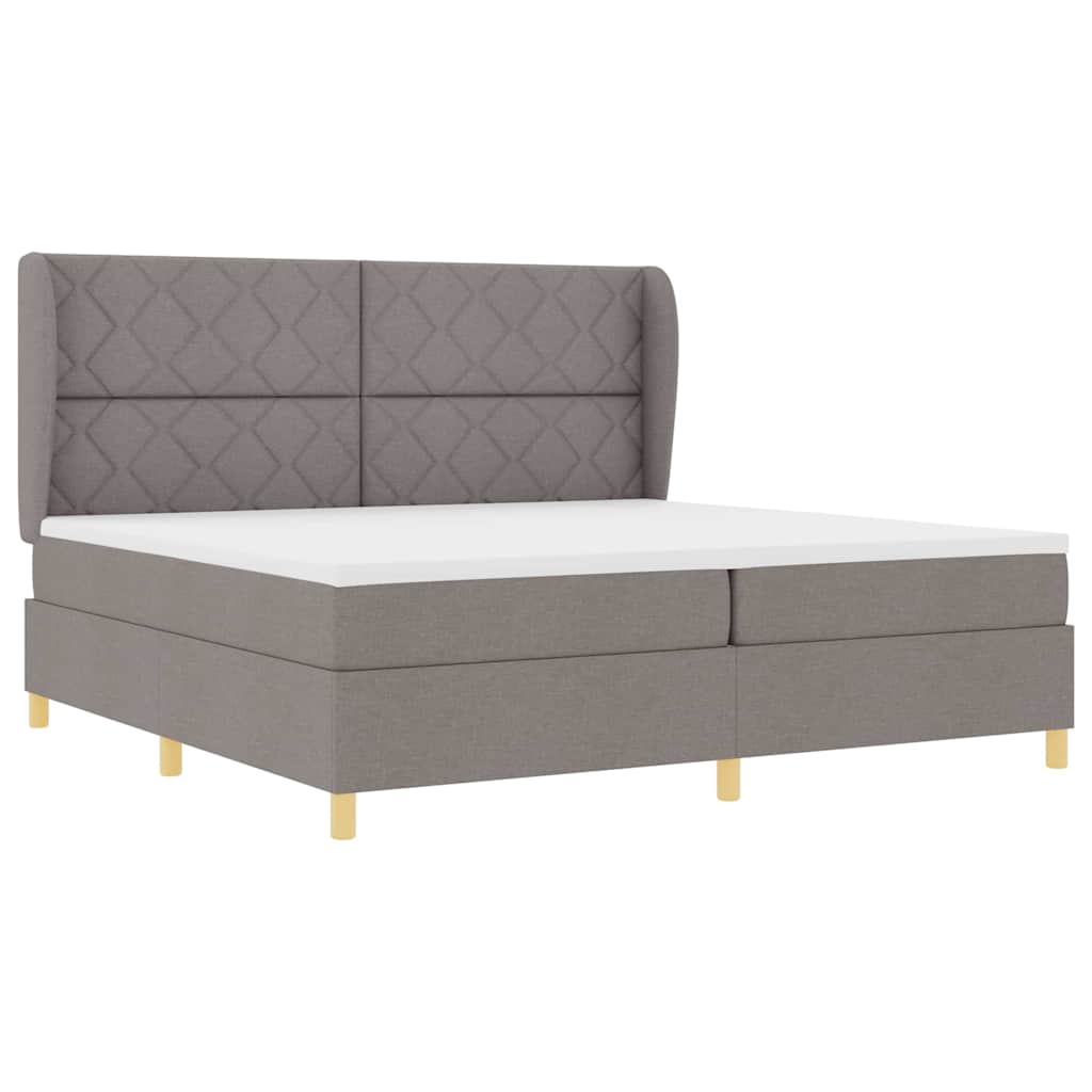 Boxrugós ágy fejtámlával Tópszínű 200 x 200 cm szövet