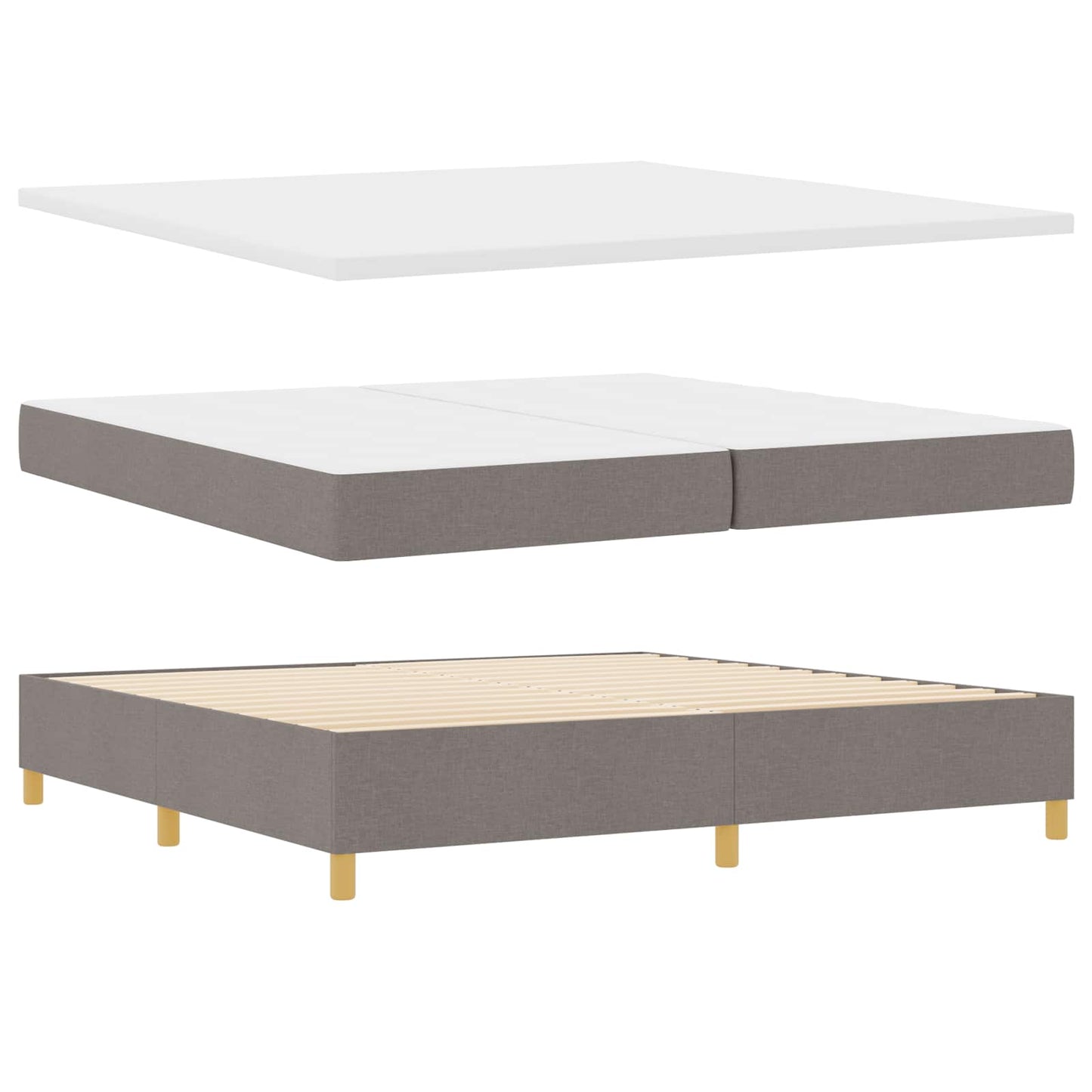 Boxrugós ágy fejtámlával Tópszínű 200 x 200 cm szövet