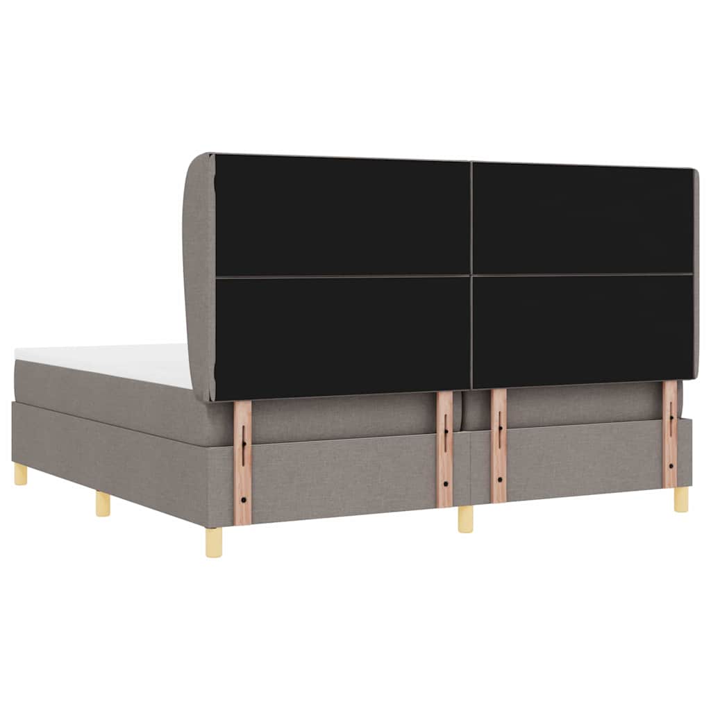 Boxrugós ágy fejtámlával Tópszínű 200 x 200 cm szövet