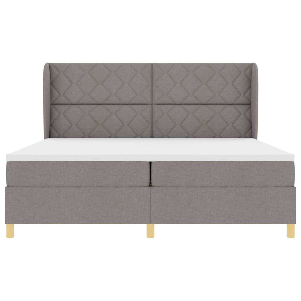 Boxrugós ágy fejtámlával Tópszínű 200 x 200 cm szövet