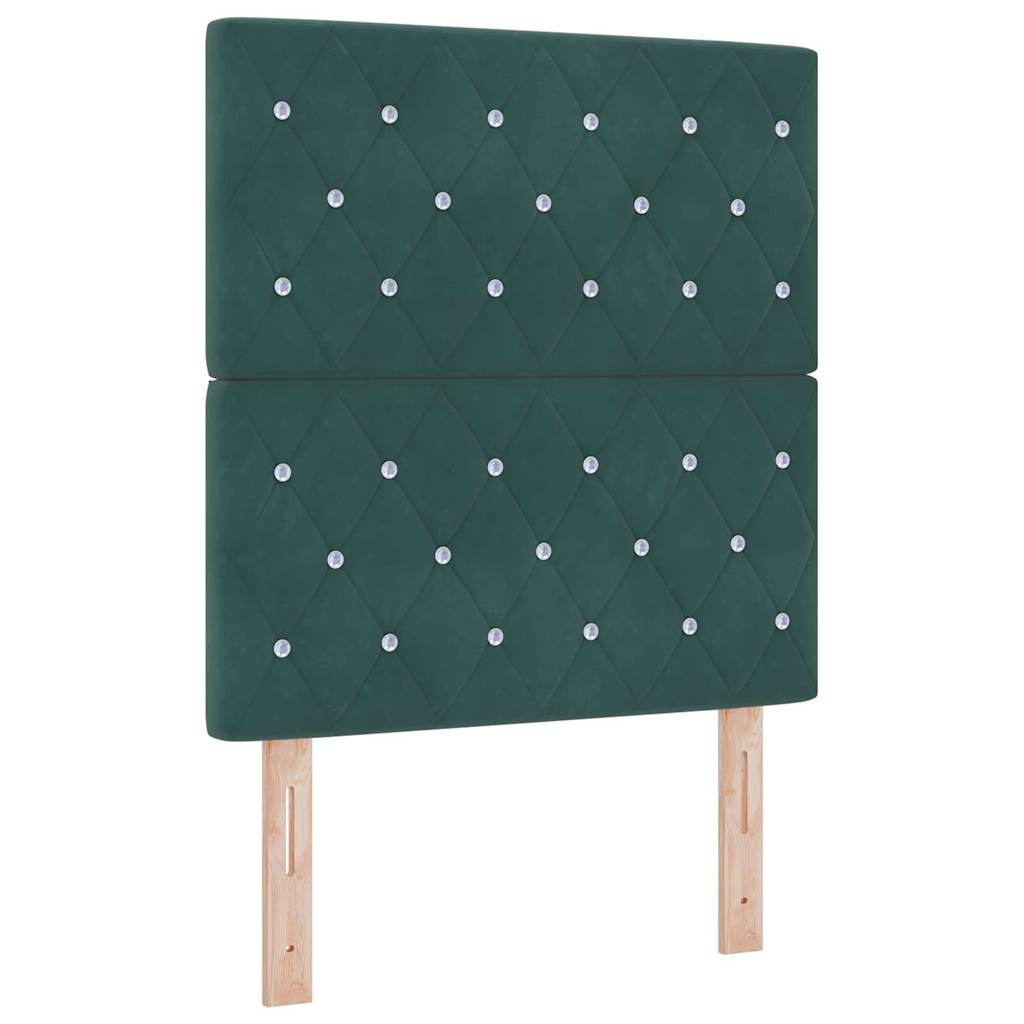 Boxrugós ágy fejtámlával Sötétzöld 200 x 80 cm Bársony