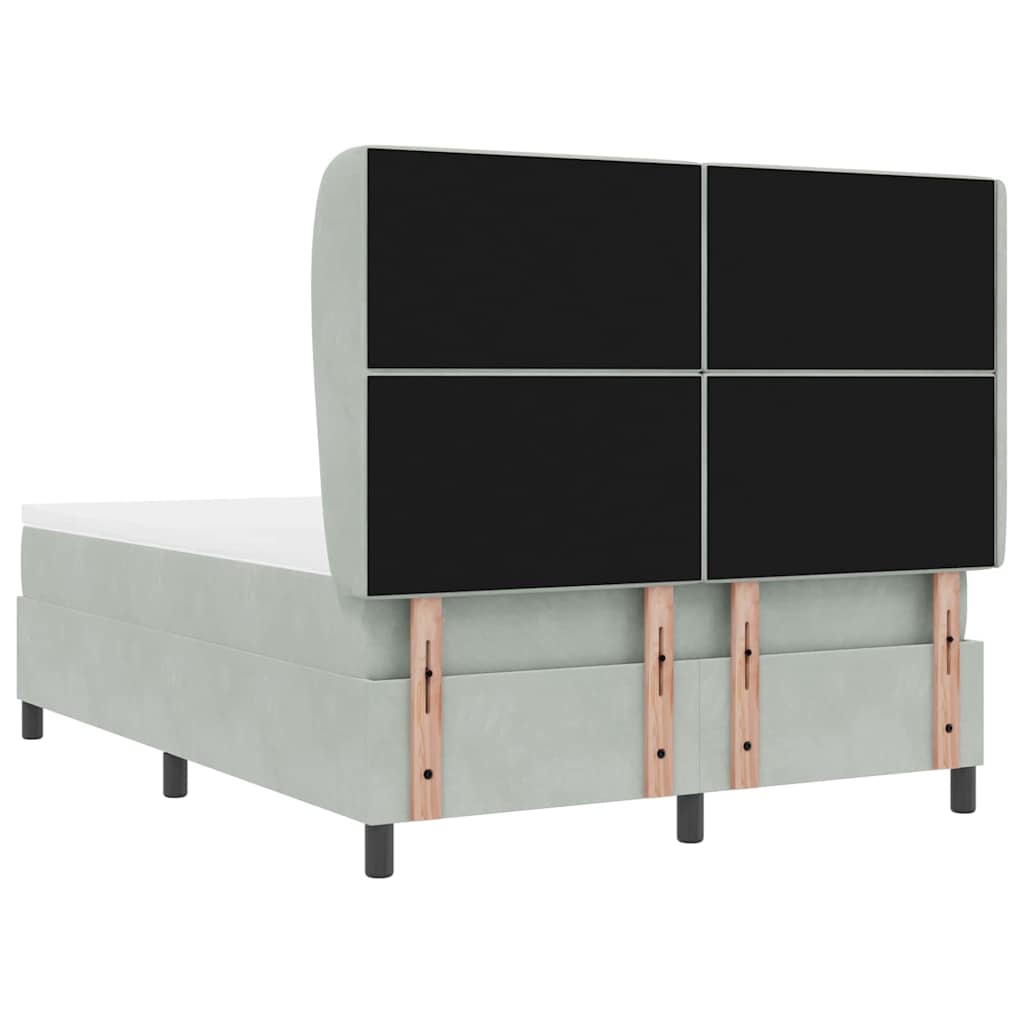 Boxrugós ágy matracmal Világosszürke 200 x 140 cm Bársony