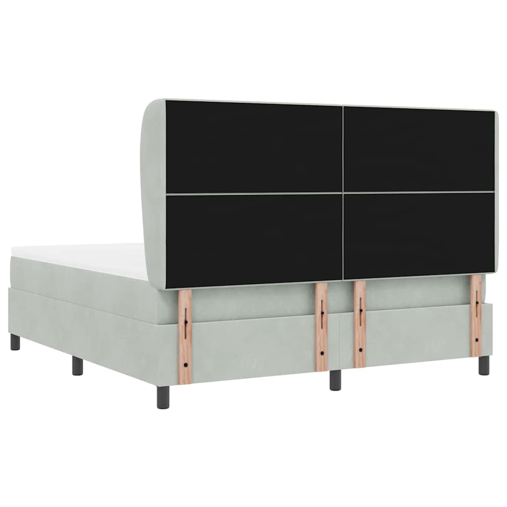 Boxrugós ágy matracmal Világosszürke 200 x 180 cm Bársony