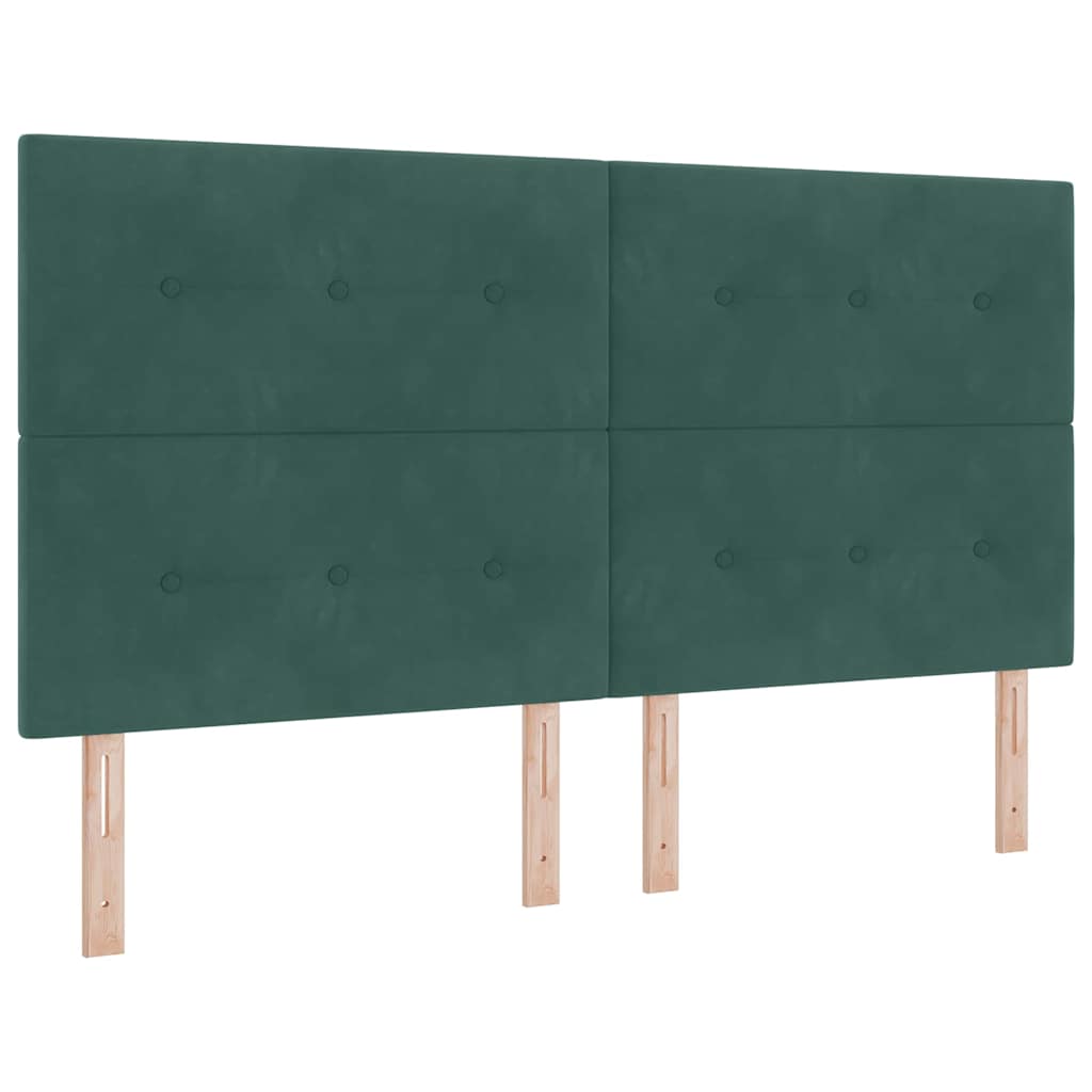 Boxrugós ágy fejtámlával Sötétzöld 200 x 180 cm Bársony