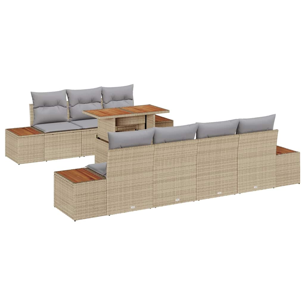 Kerti Kanapé Szett párnával 8 pcs Bézs Poli rattan