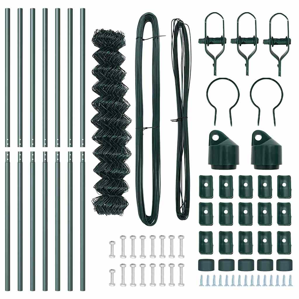 Láncssoros kerítés talajfix 10 x 1,2 m PVC-bevonatos acél Zöld