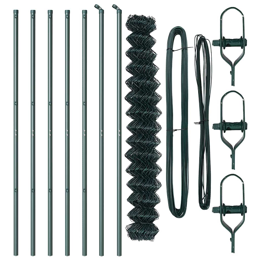 Láncssoros kerítés talajfix 10 x 1,6 m PVC-bevonatos acél Zöld