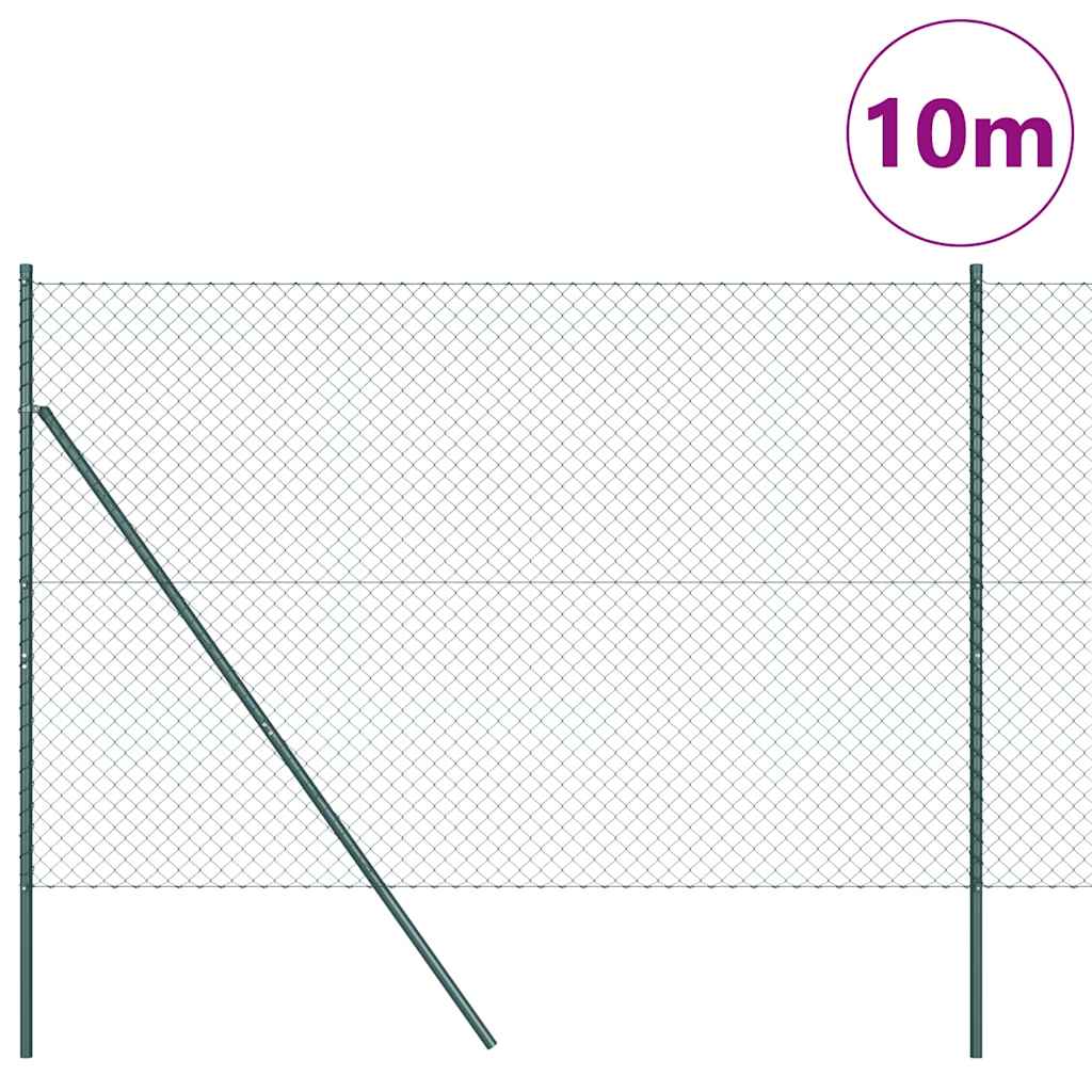 Láncssoros kerítés talajfix 10 x 1,6 m PVC-bevonatos acél Zöld