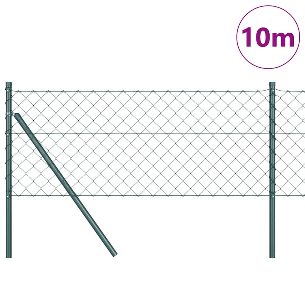 Láncssoros kerítés talajfix 10 x 0,8 m PVC-bevonatos acél Zöld