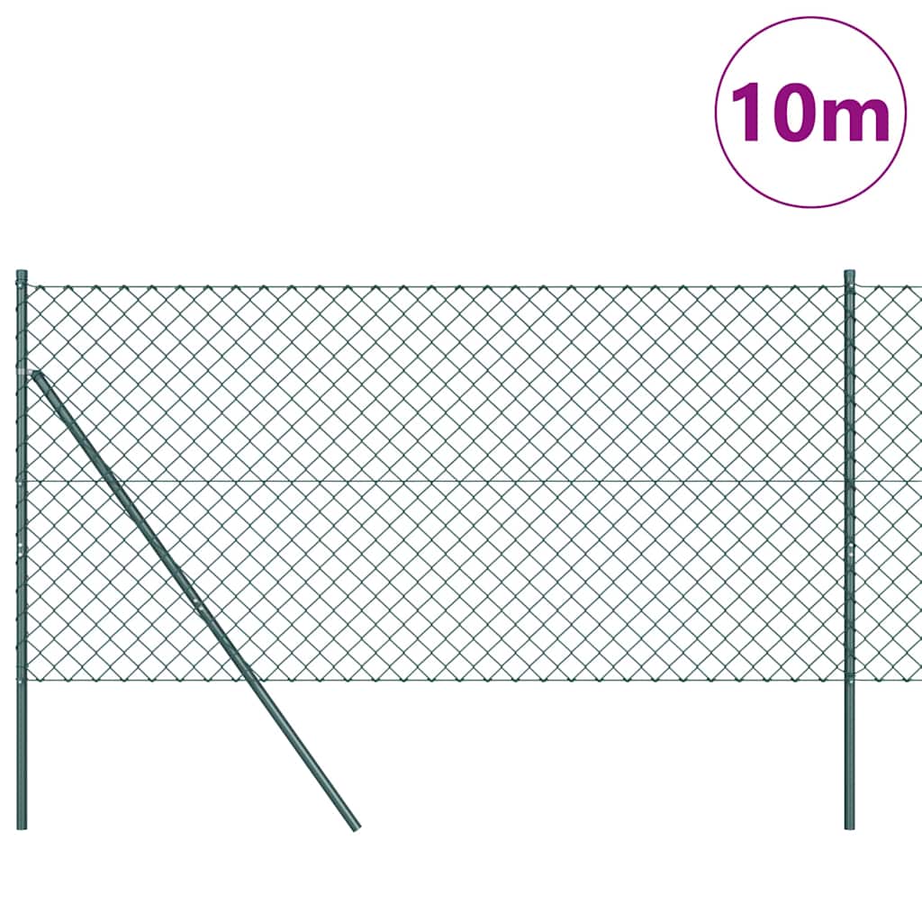 Láncssoros kerítés talajfix 10 x 1 m PVC-bevonatos acél Zöld
