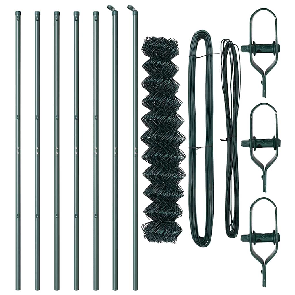 Láncssoros kerítés talajfix 10 x 1,5 m PVC-bevonatos acél Zöld