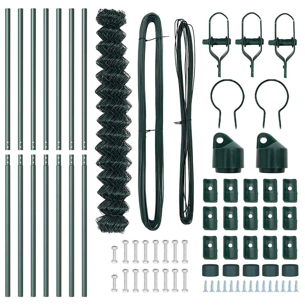 Láncssoros kerítés talajfix 10 x 1,6 m PVC-bevonatos acél Zöld