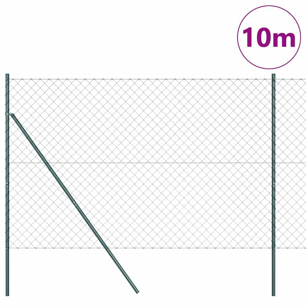 Láncssoros kerítés talajfix 10 x 1,6 m PVC-bevonatos acél Zöld