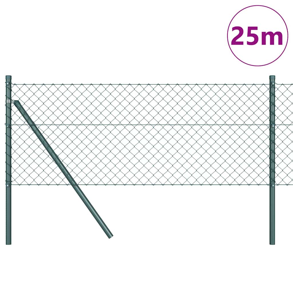 Láncssoros kerítés talajfix 25 x 0,4 m PVC-bevonatos acél Zöld