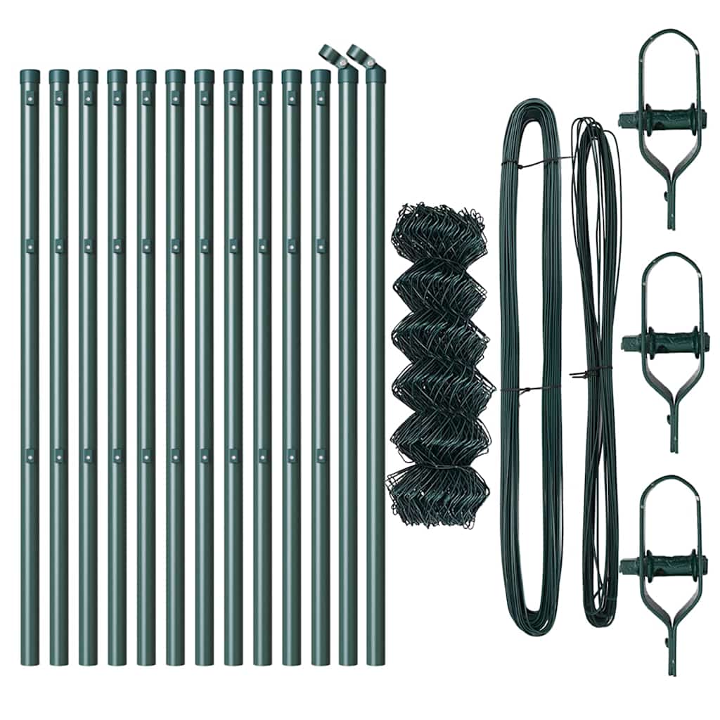 Láncssoros kerítés talajfix 25 x 0,6 m PVC-bevonatos acél Zöld