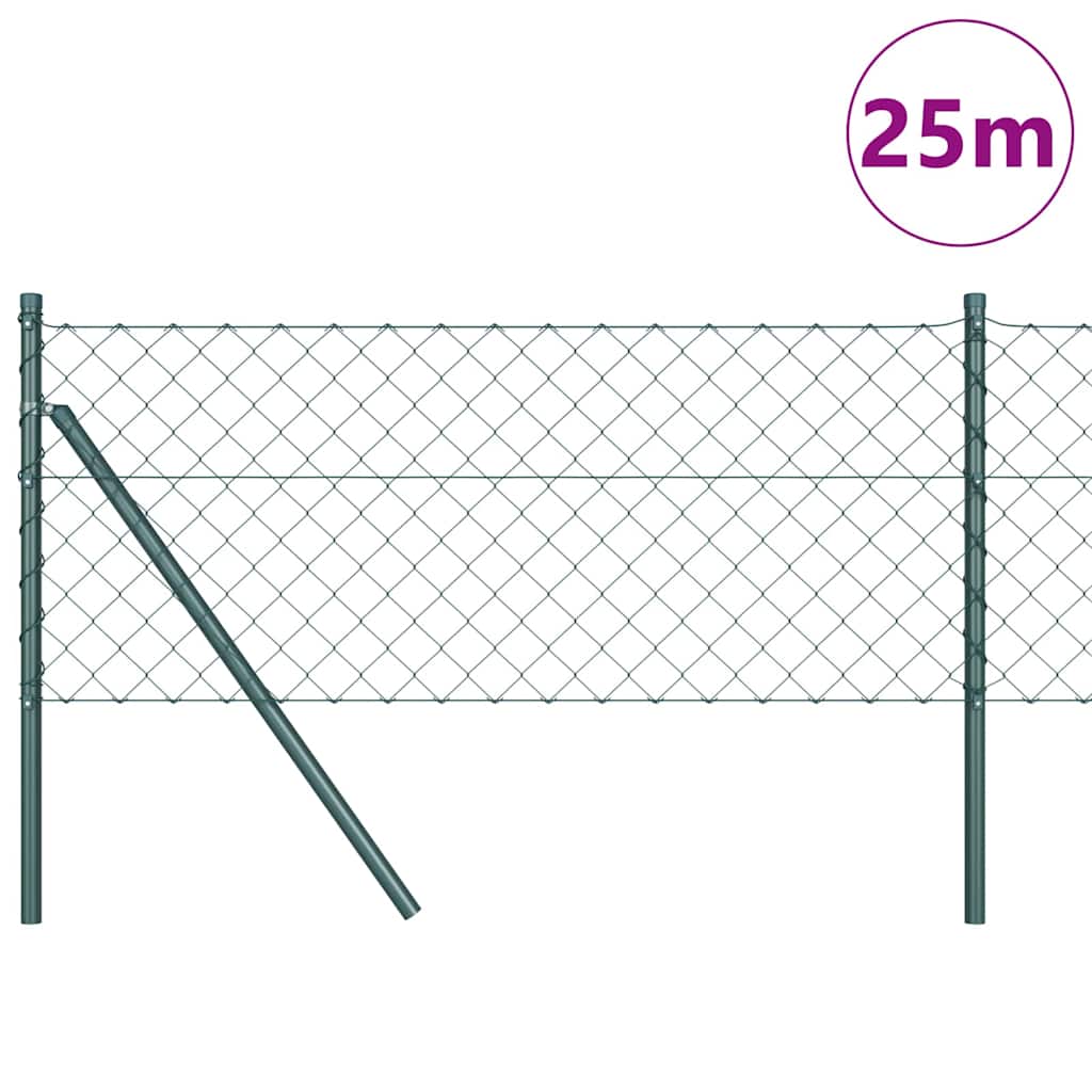 Láncssoros kerítés talajfix 0,8 x 25 m PVC-bevonatos acél Zöld