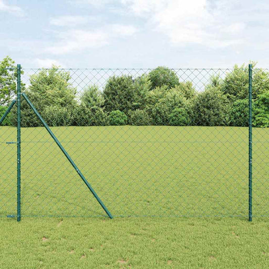 Láncssoros kerítés talajfix 1,5 x 25 m PVC-bevonatos acél Zöld