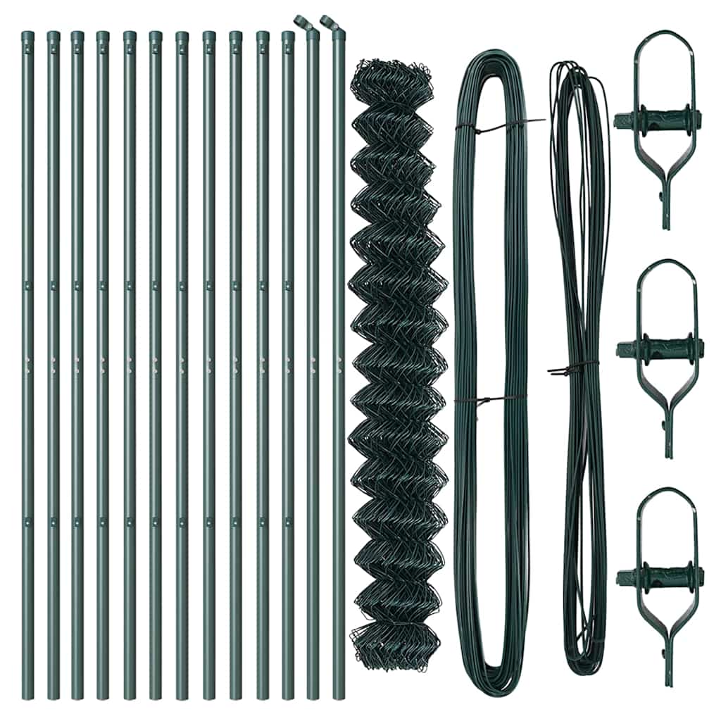 Láncssoros kerítés talajfix 25 x 1,6 m PVC-bevonatos acél Zöld