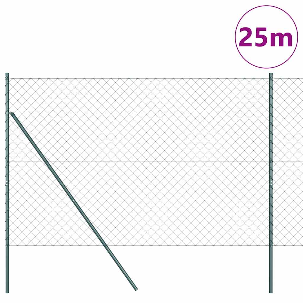 Láncssoros kerítés talajfix 25 x 1,6 m PVC-bevonatos acél Zöld
