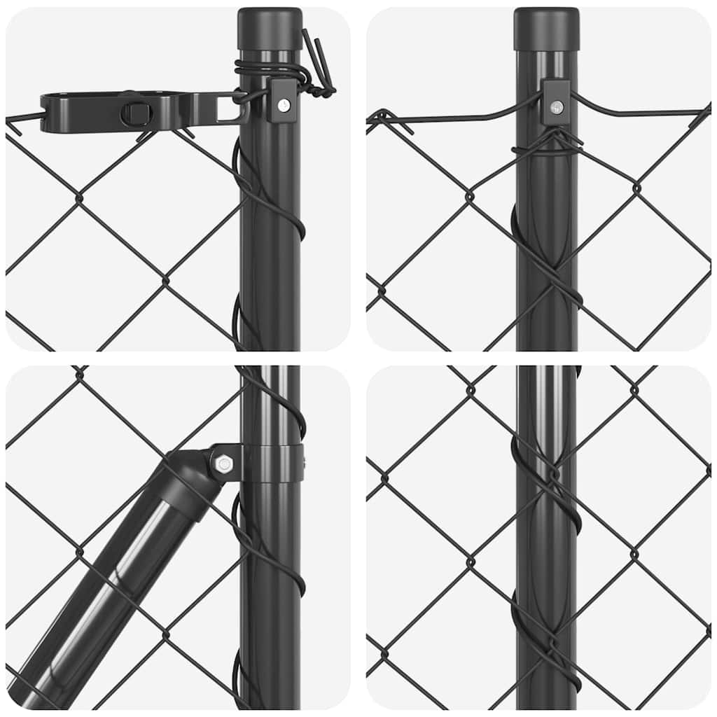 Kerítésoszlop Szürke 25 x 0,4 m (60 x 60 mm rács) Acél és PVC