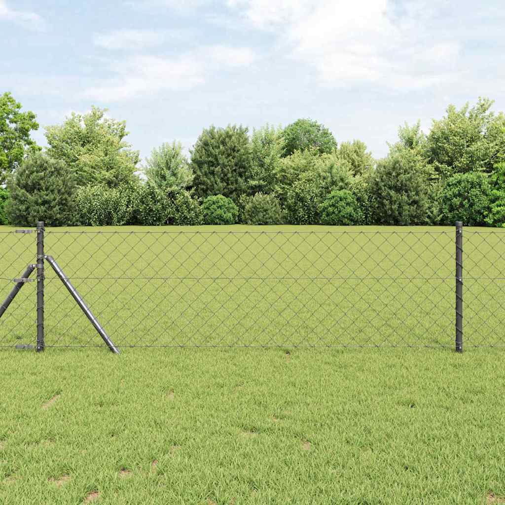 Kerítésoszlop Szürke 25 x 0,4 m (60 x 60 mm rács) Acél és PVC
