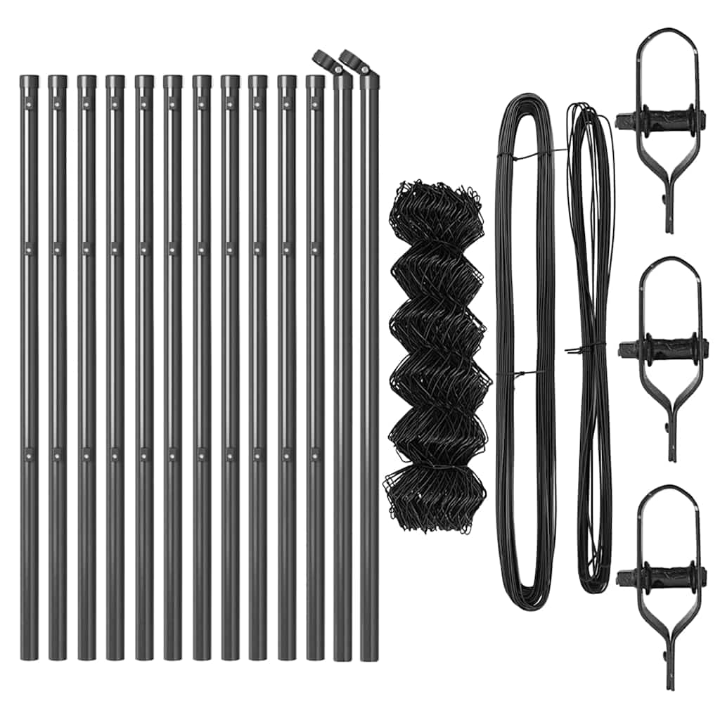 Kerítésoszlop Szürke 25 x 0,4 m (60 x 60 mm rács) Acél és PVC