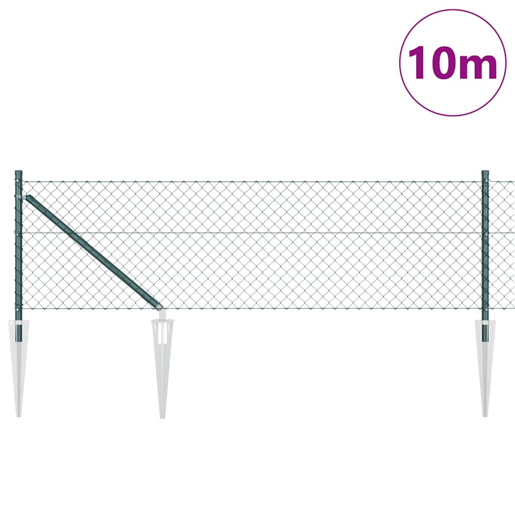 Tüskés láncszem kerítés 10 x 0,6 m PVC-bevonatos acél Zöld Háló