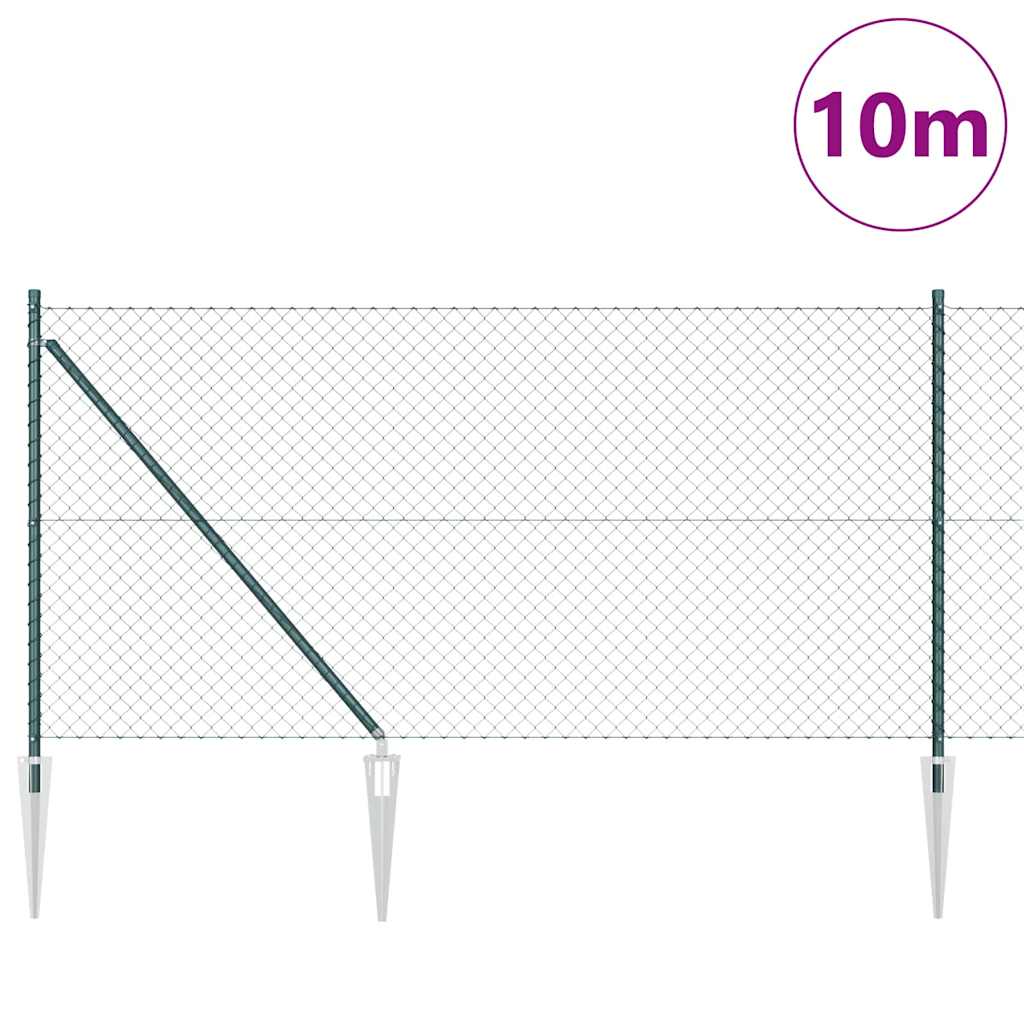 Tüskés láncszem kerítés 10 x 1 m PVC-bevonatos acél Zöld Háló