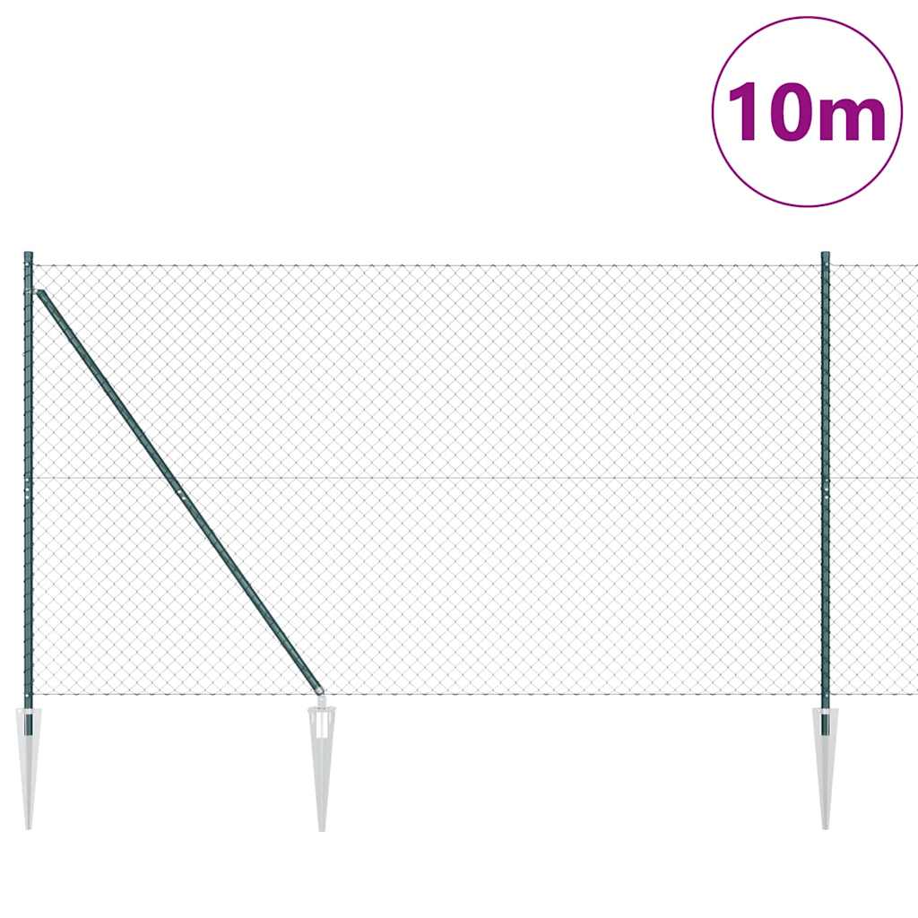Tüskés láncszem kerítés 10 x 1,5 m PVC-bevonatos acél Zöld Háló