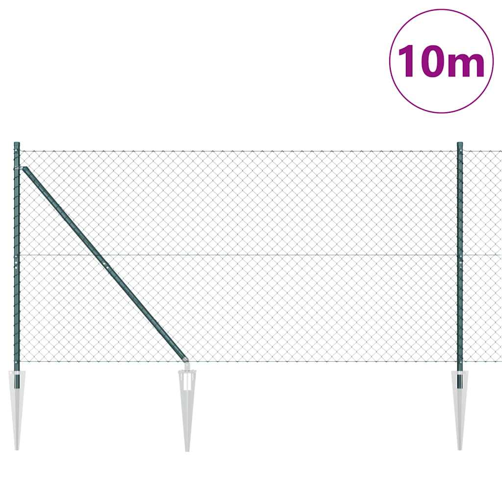 Tüskés láncszem kerítés 10 x 1,4 m PVC-bevonatos acél Zöld Háló