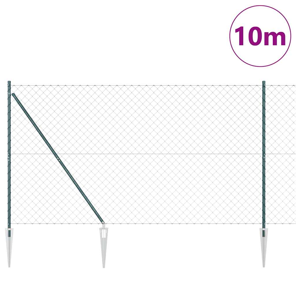 Tüskés láncszem kerítés 10 x 1,6 m PVC-bevonatos acél Zöld Háló