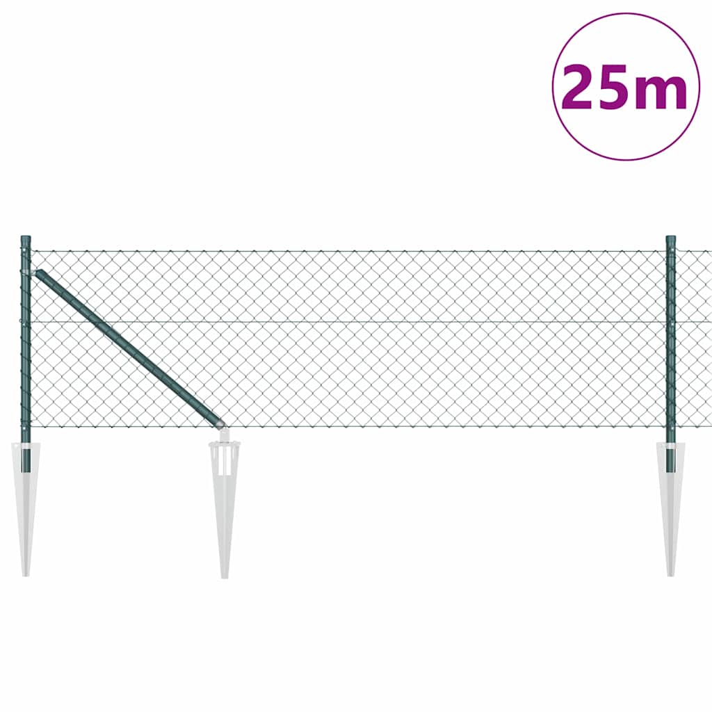 Tüskés láncszem kerítés 25 x 0,4 m PVC-bevonatos acél Zöld Háló
