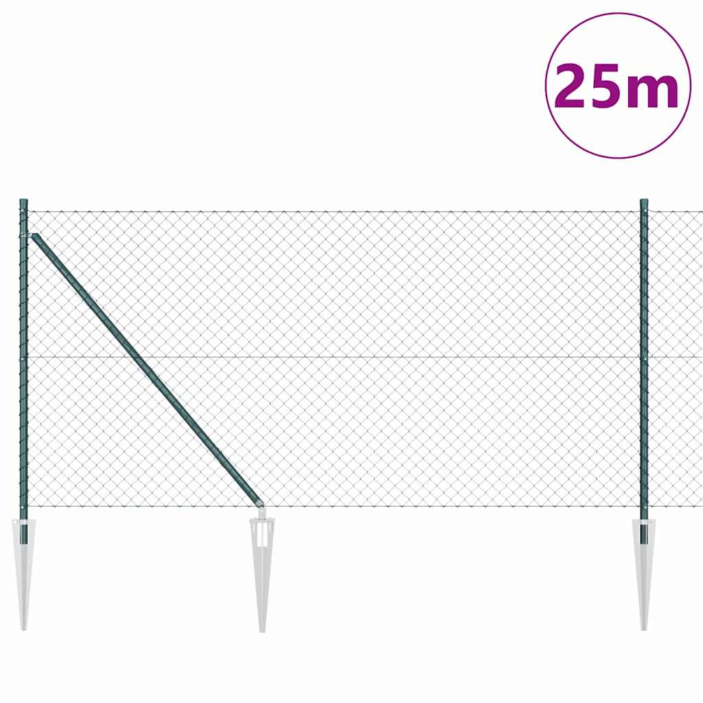Tüskés láncszem kerítés 25 x 1 m PVC-bevonatos acél Zöld Háló