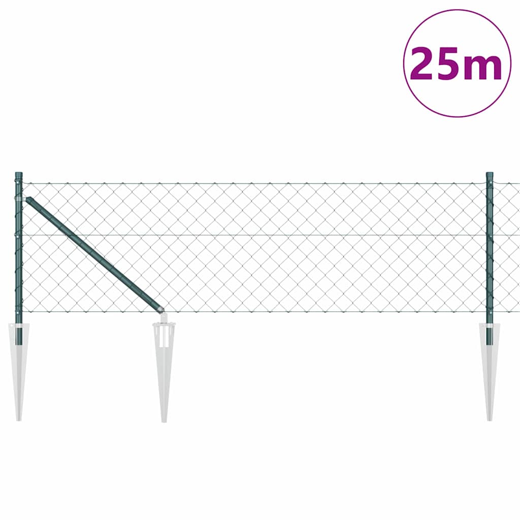 Tüskés láncszem kerítés 25 x 0,6 m PVC-bevonatos acél Zöld Háló