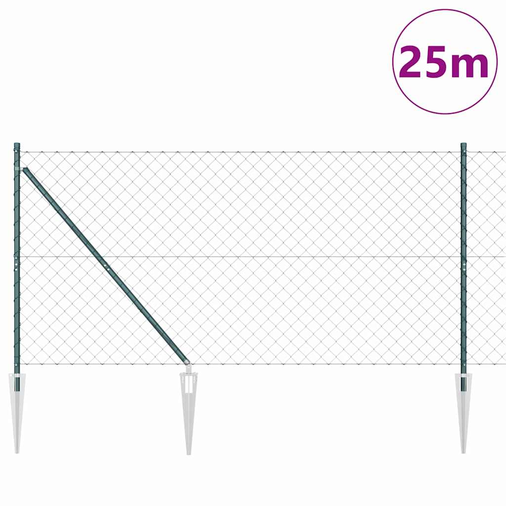 Tüskés láncszem kerítés 25 x 1,2 m PVC-bevonatos acél Zöld Háló