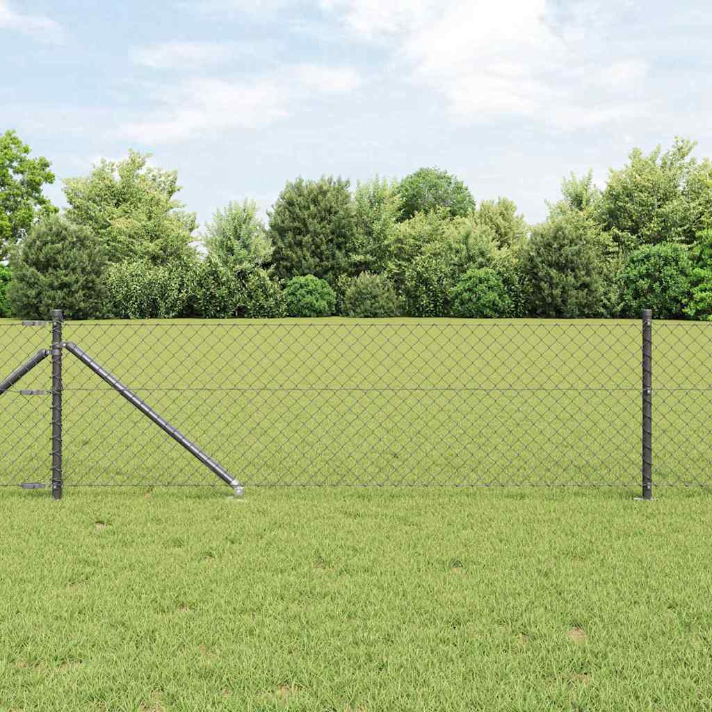 Tüskés láncszem kerítés 10 x 0,8 m PVC-bevonatos acél Szürke