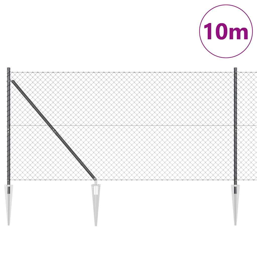 Tüskés láncszem kerítés 10 x 1,4 m PVC-bevonatos acél Szürke