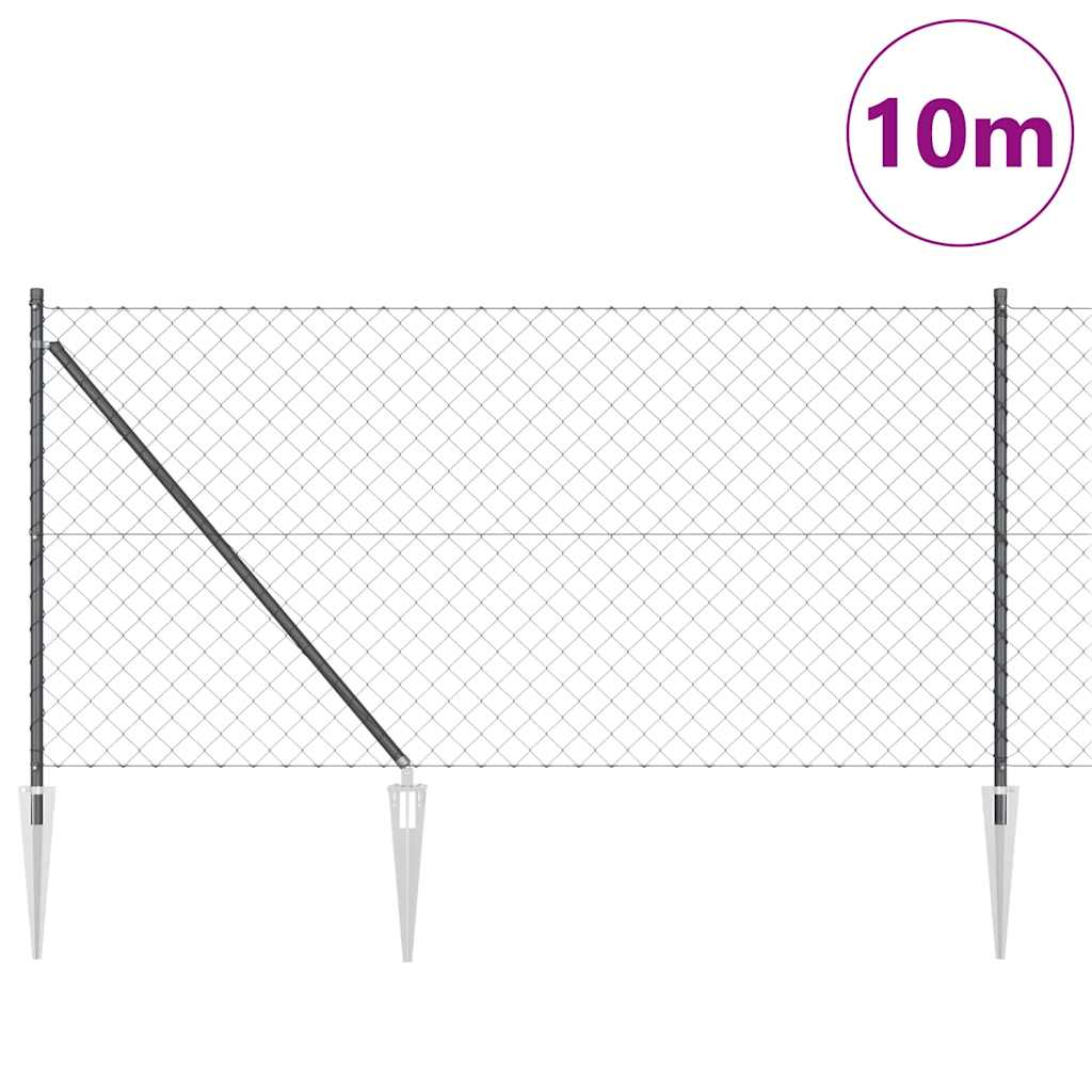 Tüskés láncszem kerítés 10 x 1 m PVC-bevonatos acél Szürke Háló