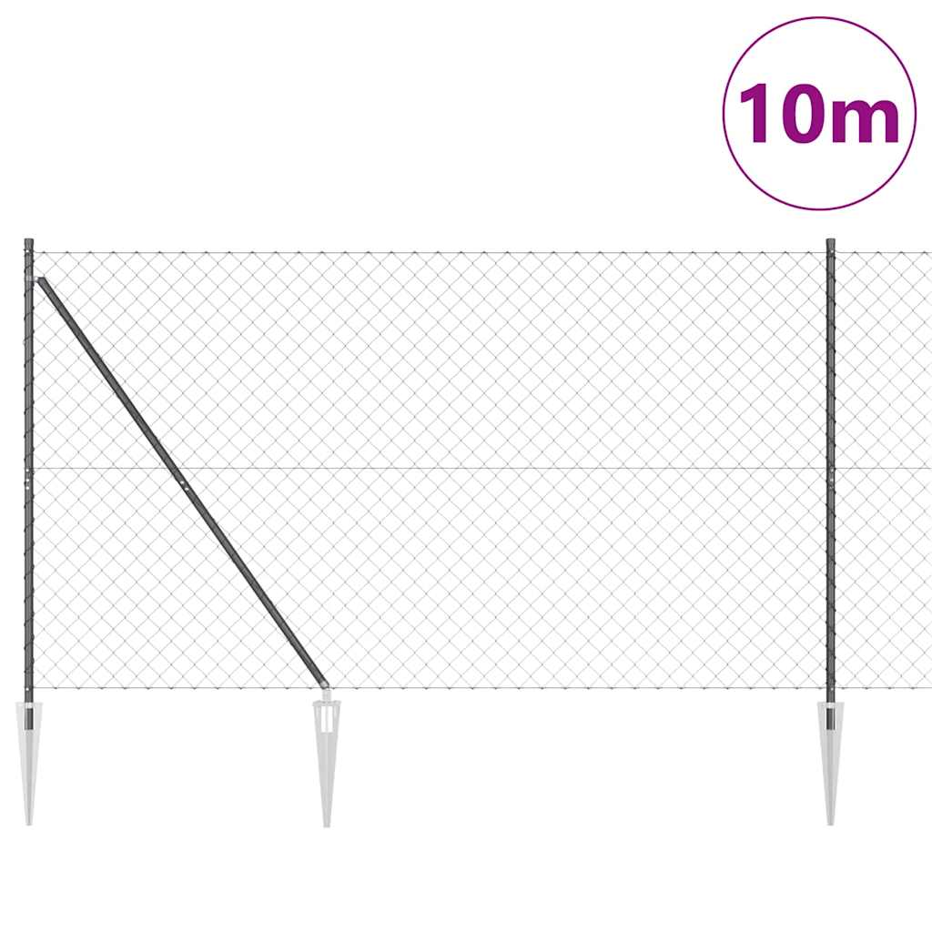 Tüskés láncszem kerítés 10 x 1,5 m PVC-bevonatos acél Szürke
