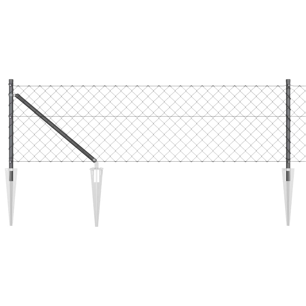 Kerítésoszlop Szürke 25 x 0,6 m (40 x 40 mm háló) Acél és PVC