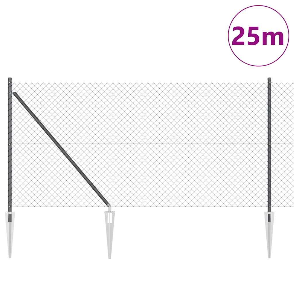 Tüskés láncszem kerítés 25 x 1 m PVC-bevonatos acél Szürke Háló