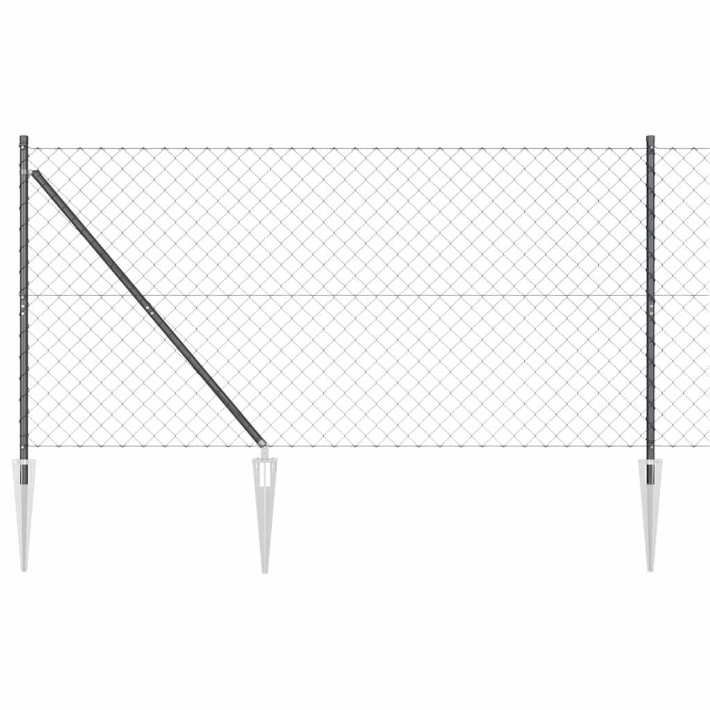 Tüskés láncszem kerítés 25 x 1,2 m PVC-bevonatos acél Szürke