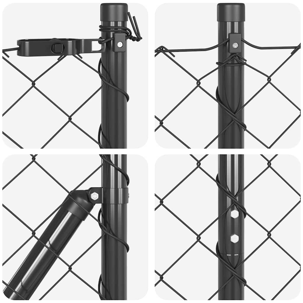 Kerítésoszlop Szürke 25 x 1,6 m (60 x 60 mm háló) Acél és PVC