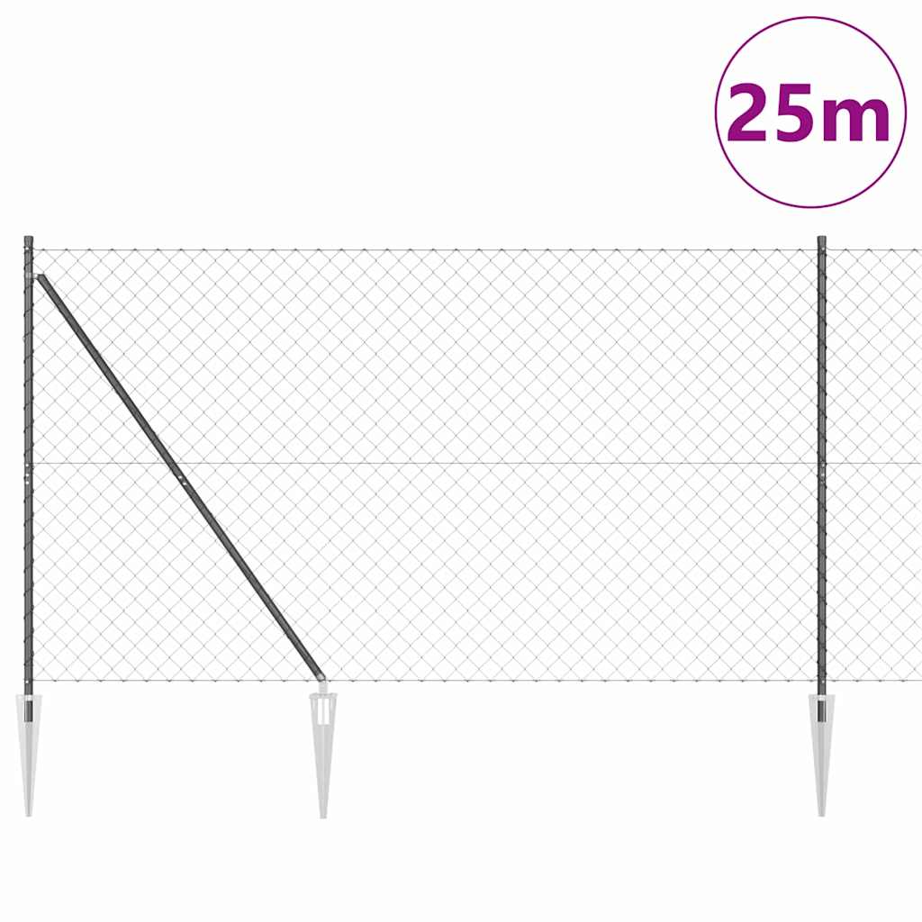 Kerítésoszlop Szürke 25 x 1,6 m (60 x 60 mm háló) Acél és PVC